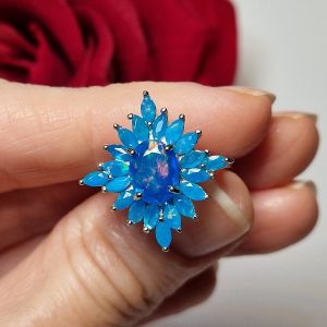 Перстень серебро натуральный голубой опал