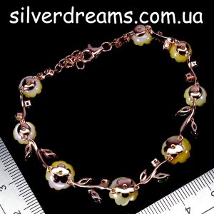 Браслет серебро природный перламутр + мульти