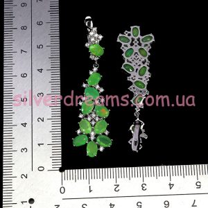 Серьги серебро натуральный зелёный опал