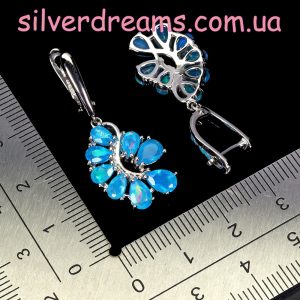 Серьги серебро натуральный голубой опал