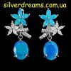 Серьги серебро природный голубой опал