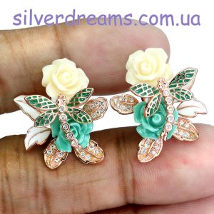 Серьги серебро полимерная глина + эмаль