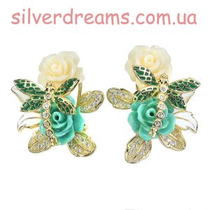 Серьги серебро полимерная глина + эмаль