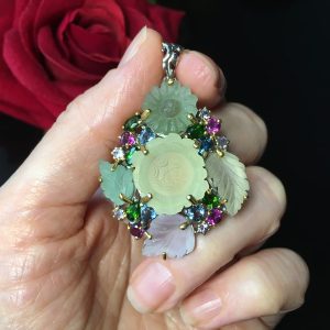 Подвес серебро натуральный лимонный кварц + аметист + авантюрин