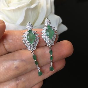 Серьги серебро натуральный изумруд