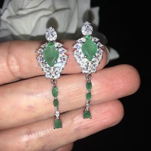 Серьги серебро природный изумруд