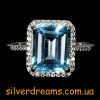 Кольцо серебро природный голубой топаз