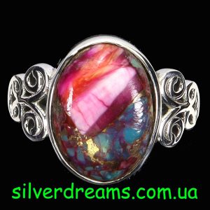 Кольцо серебро природная бирюза кингман