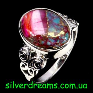 Кольцо серебро природная бирюза кингман