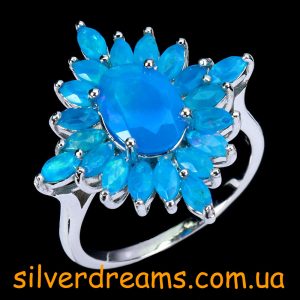 Перстень серебро натуральный голубой опал