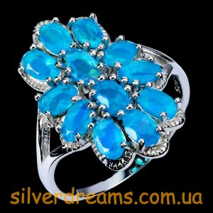 Перстень серебро натуральный голубой опал