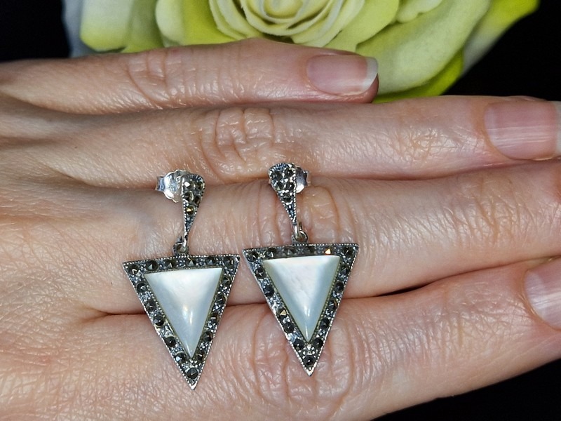 Серьги капельное серебро + натуральный перламутр