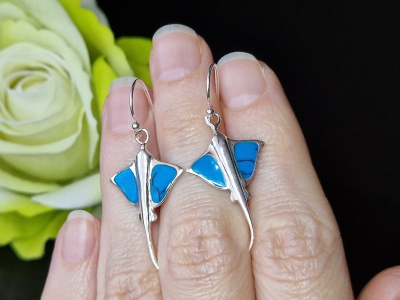 Серьги серебро природная бирюза