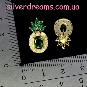 Серьги серебро природный хромдиопсид