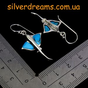 Серьги серебро природная бирюза