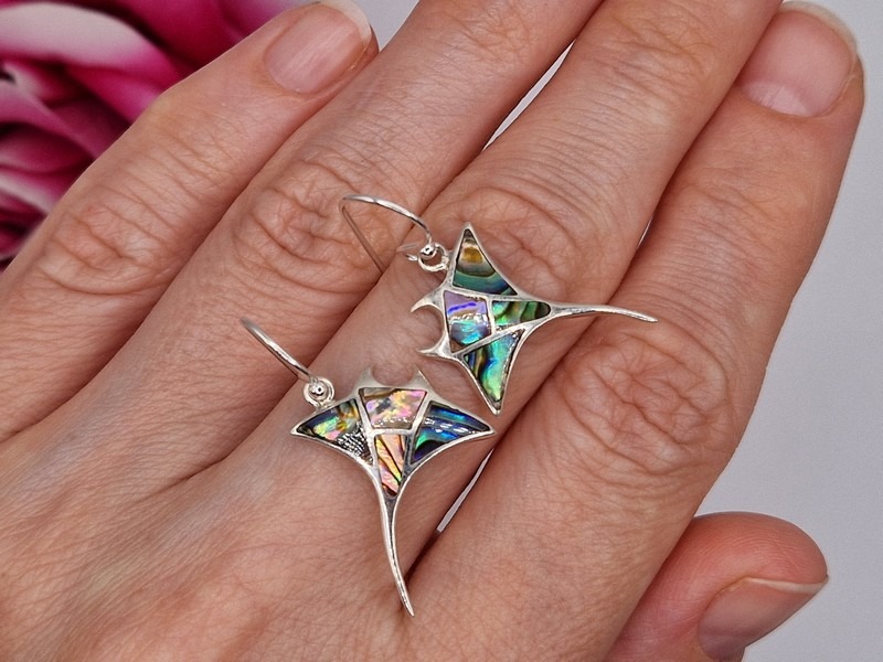 Серьги серебро натуральный халиотис (морской перламутр)
