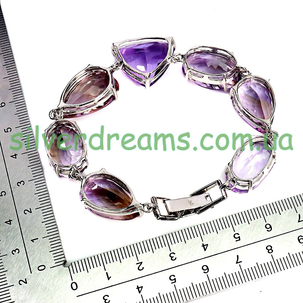 HANDMADE! Серебряный браслет с крупным аметрином 105 кт — изображение 3