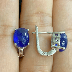 Серьги серебро натуральный сапфир
